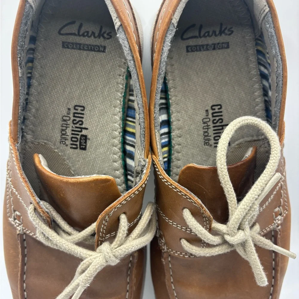 Clarks Men's Brown Leather Boat Shoes Size 8